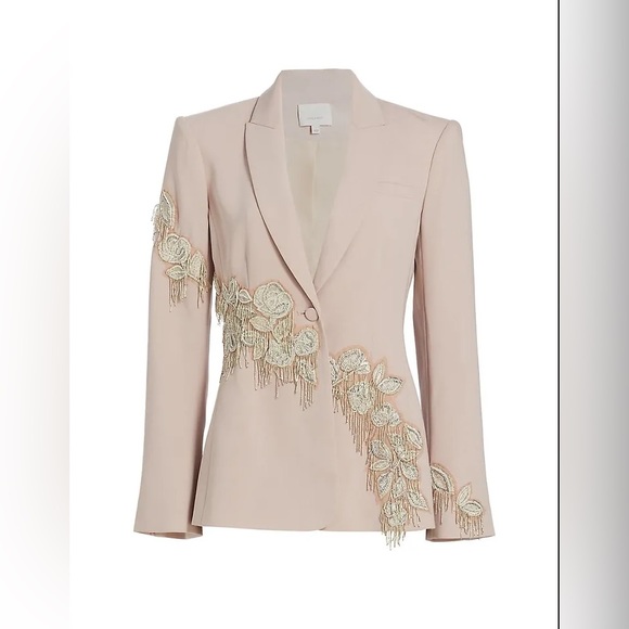 NWT $795 CINQ A SEPT Candace Crepe Floral Embroidered Jacket Blazer - Picture 6 of 8